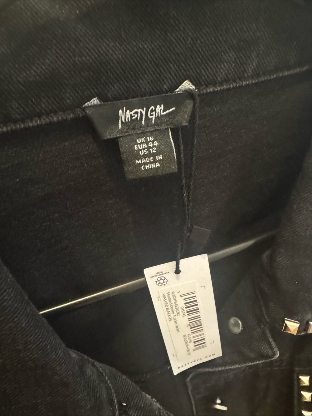 Nasty Gal Black Studded Denim Jacket - Picture 3 of 3